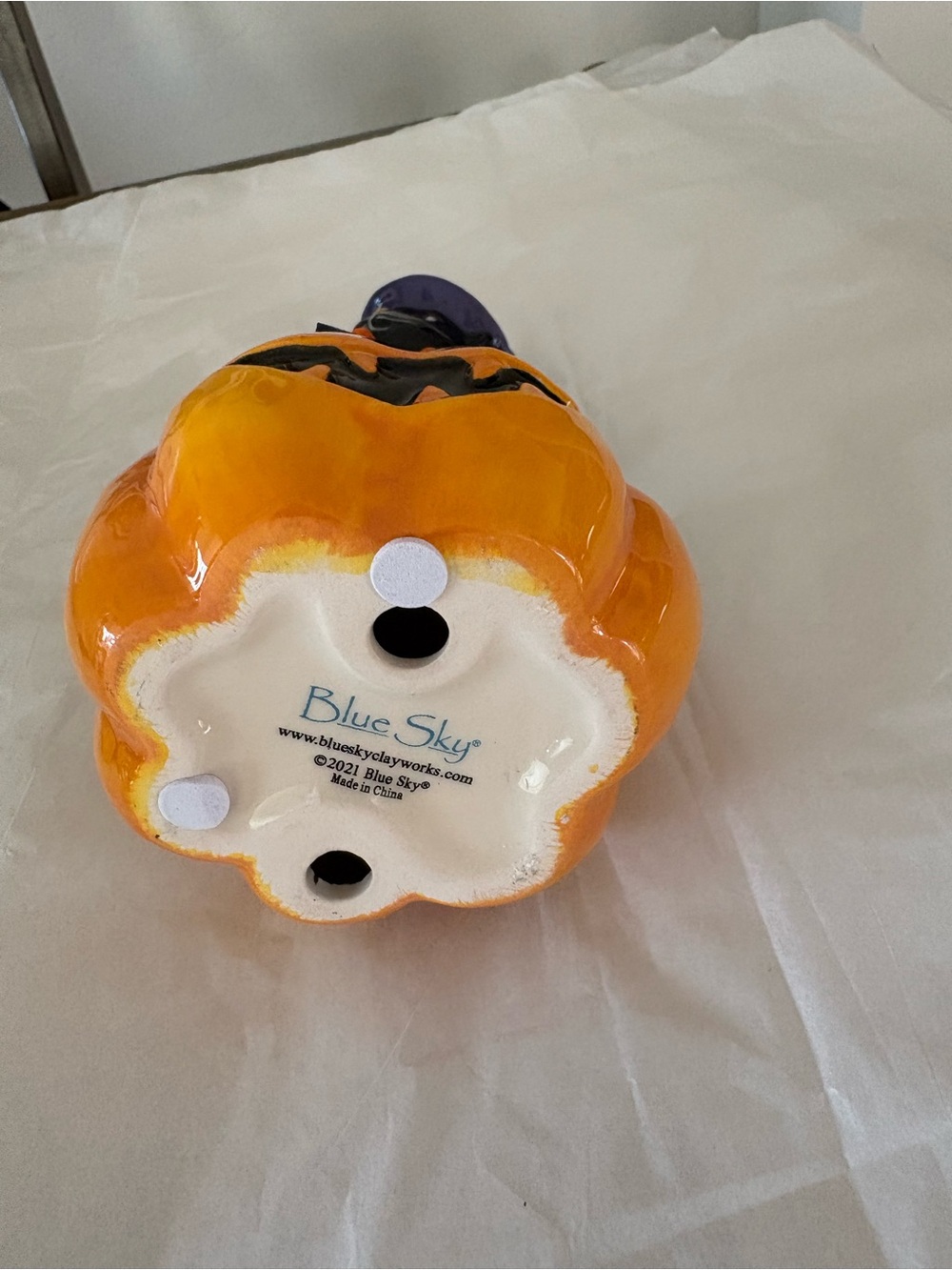 Blue Sky Halloween Black Cat Witch Jack O Lantern Pumpkin Figurine 8" Decor New - Picture 11 of 11